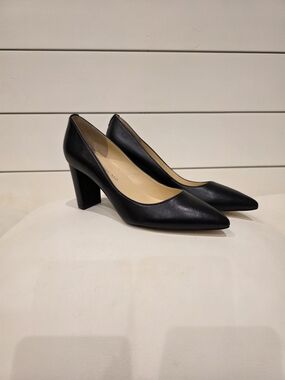 Ivanka Trump Black Pointed-Toe Block Heel Pumps